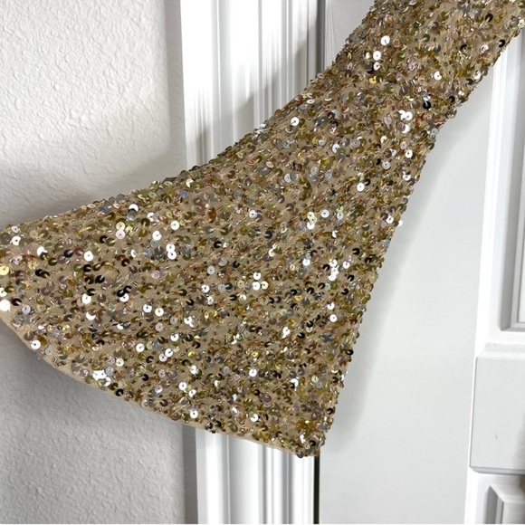 MAC DUGGAL Long Sleeve Sequin Column Gown NEW Gold Size 6 - Picture 5 of 15